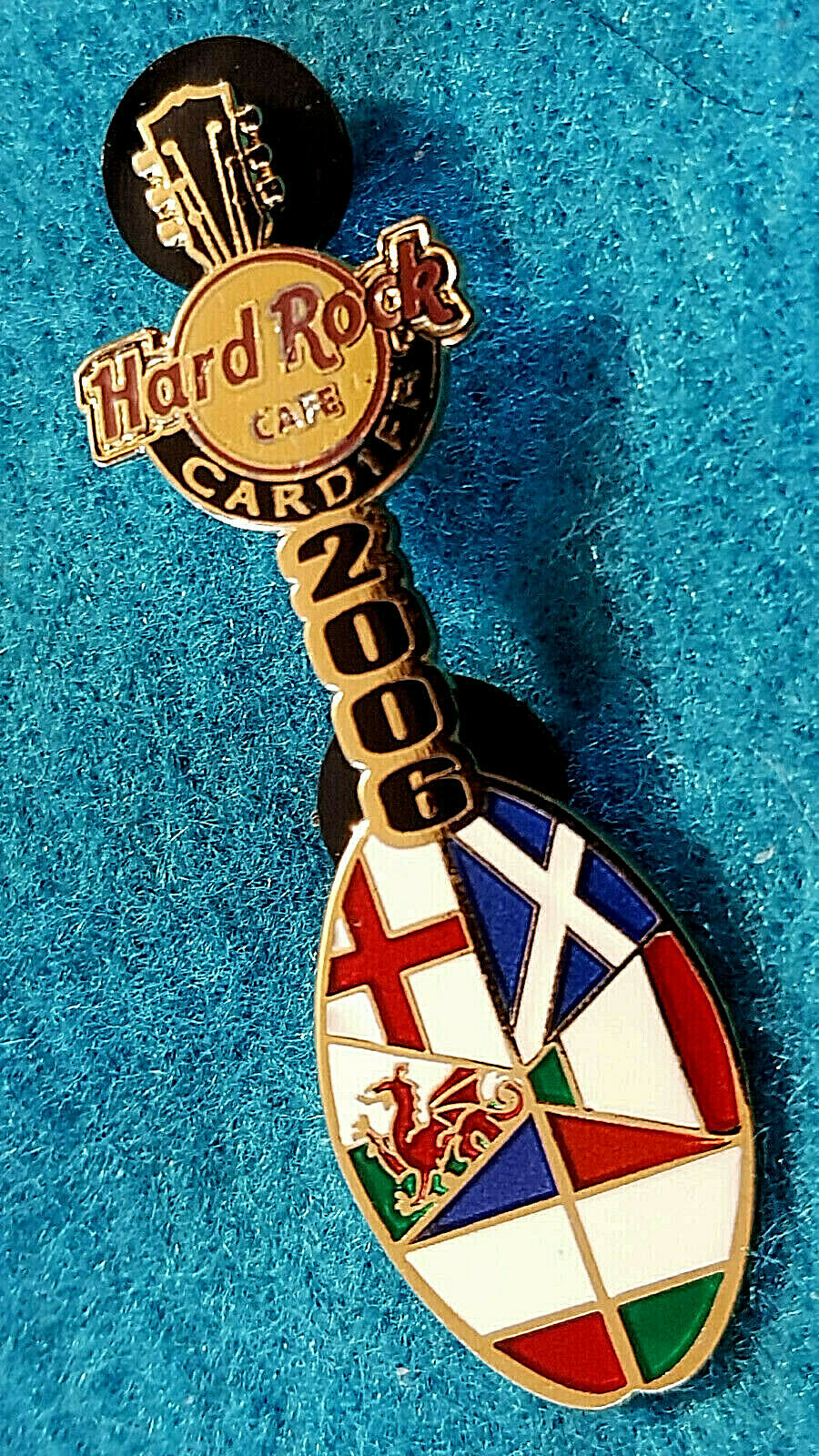 Cardiff Wales 6 Nations Flags Rugby Union Ball Guitar 2006 Hard Rock Cafe Pin