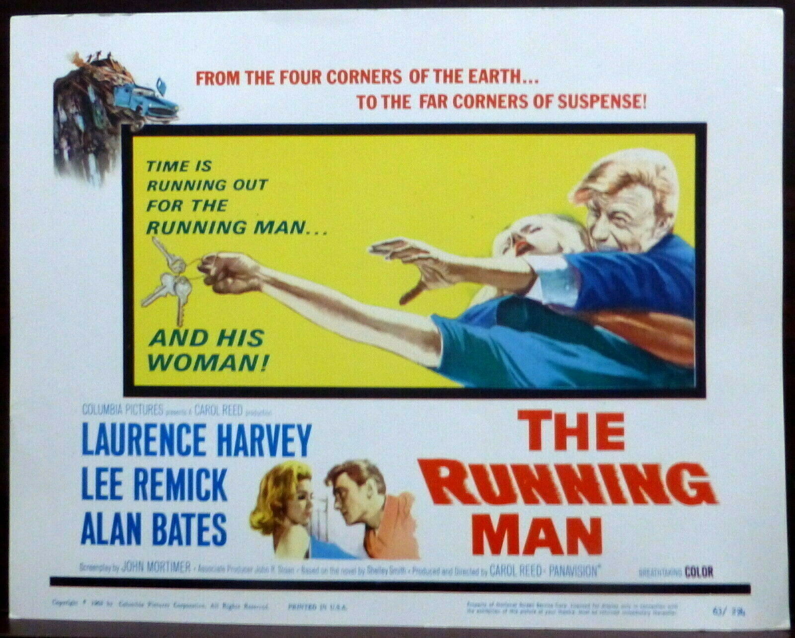The Running Man Original 1960s Lobby Title Card Lee Remick Laurence Harvey