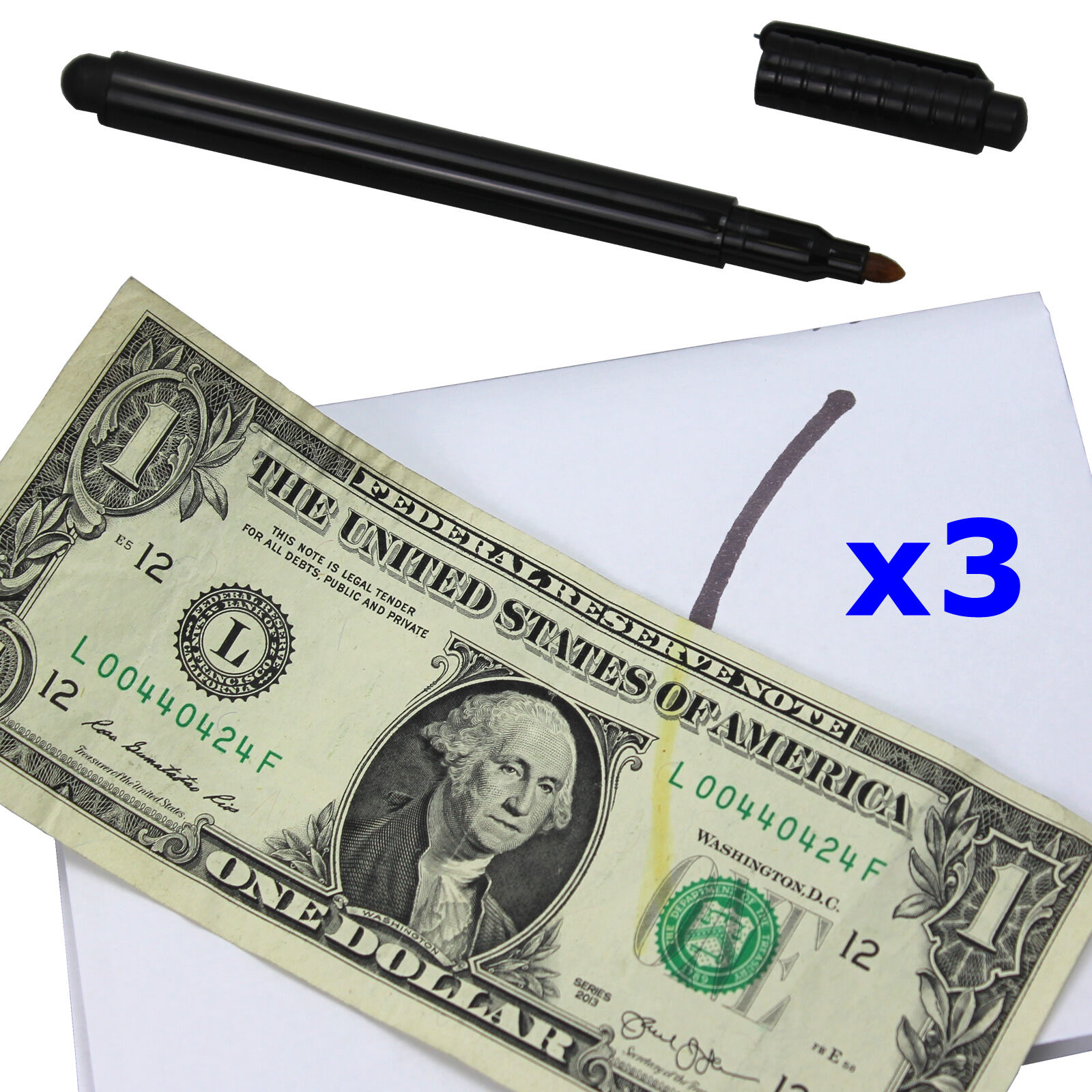 3 Counterfeit Money Detector Test Fake Dollar Bill Currency Check Pen Marker
