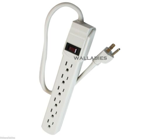 New 1.6ft 6 Outlet Safety Surge Protector Plug Ac Wall Power Strip Ul Listed