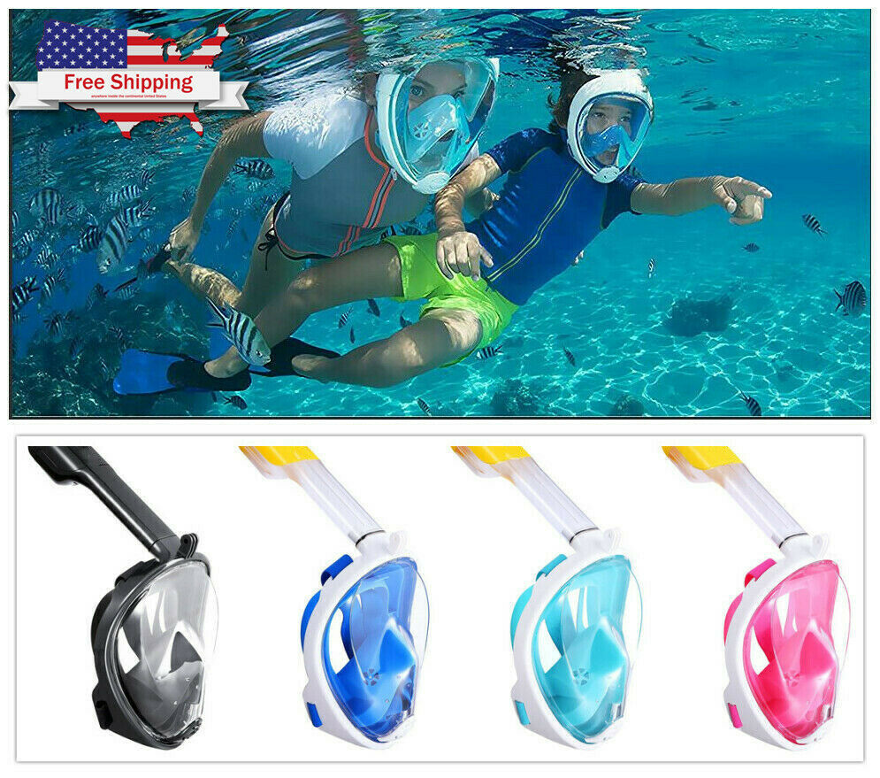 180° View Panoramic Snorkeling Mask Full Face - Gopro Compatible Snorkel Kit