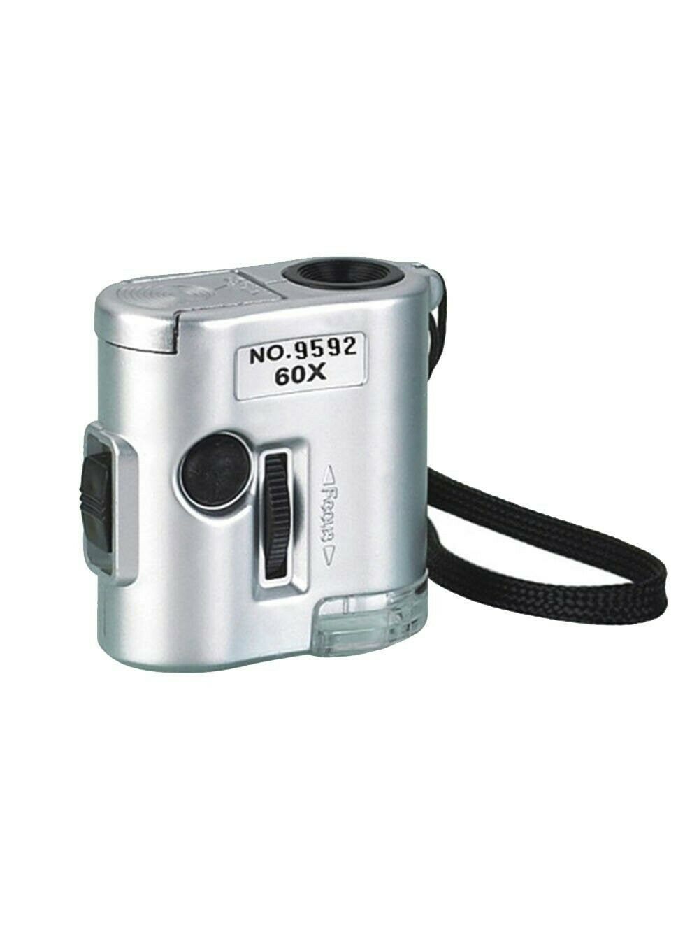 Ckstamps: 60x Pocket Mini Magnifier Microscope Loop W/led Uv Light(color:silver
