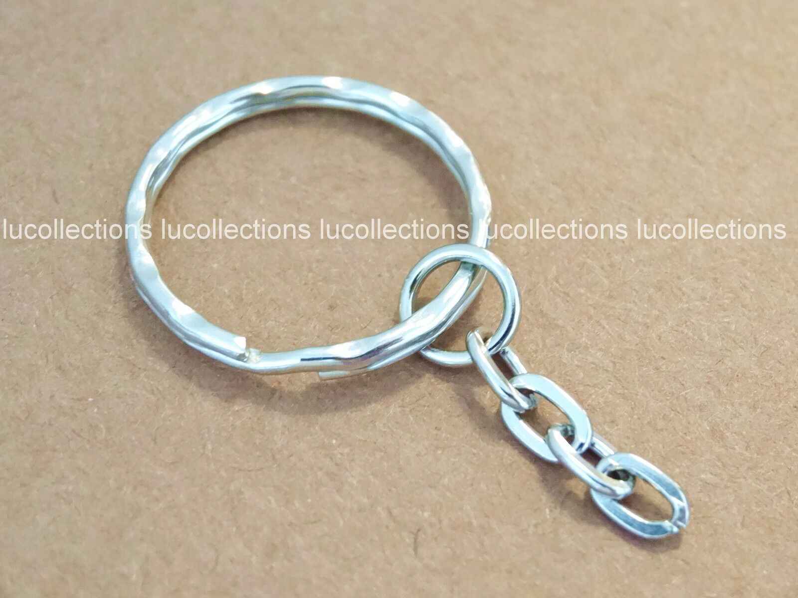 100 Key Ring With Chain Key Rings 1" Key Chains Hammered H132-100