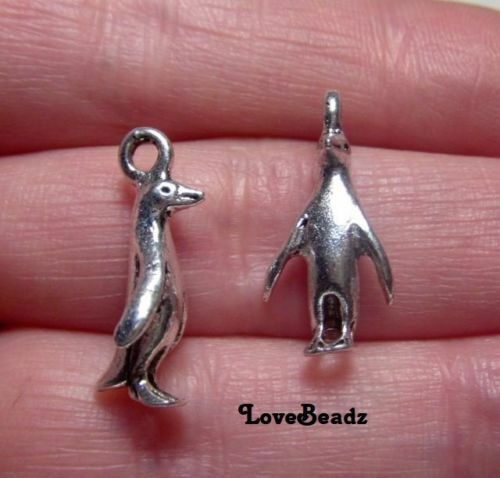 15 Silver 3-d Penguin Charms-wildlife-arctic-birds-$30 Orders Ship For Free